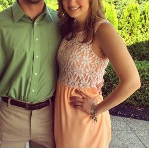 Coral with lace top mid thigh dress!